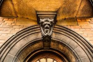 Arched eneterance door of cambridge University, UK